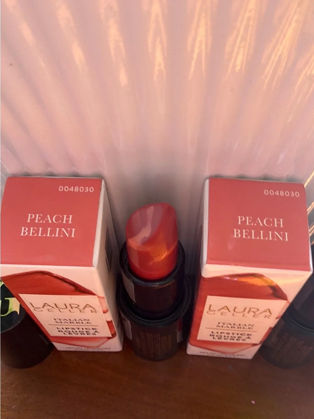 Bundle of 2 ,Laura Geller Italian Bellini Marble Lipstick - Sheer Peach Pink